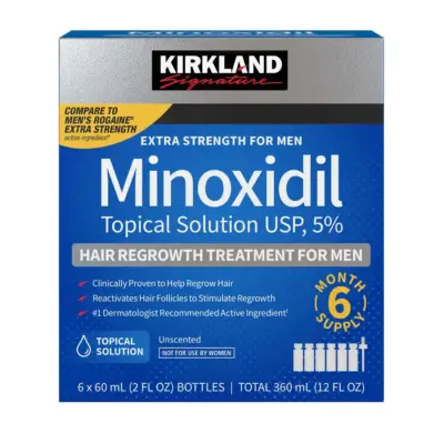 KIRKLAND Minoxidil Topical Solution 5% - Θεραπεία Αναγέννησης Μαλλιών για Άντρες 6 τεμ. x 60ml