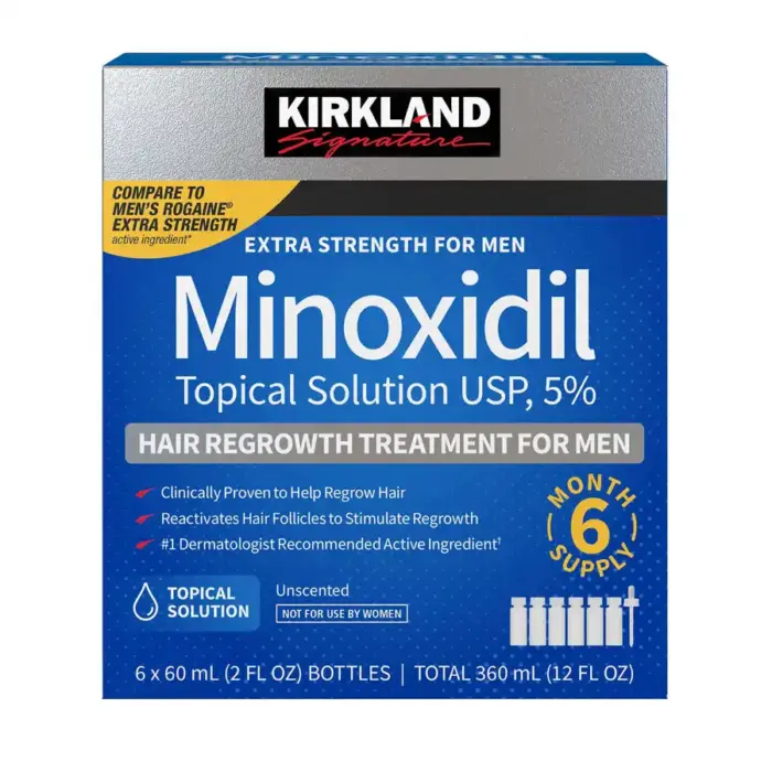 KIRKLAND Minoxidil Topical Solution 5% - Θεραπεία Αναγέννησης Μαλλιών για Άντρες 6 τεμ. x 60ml